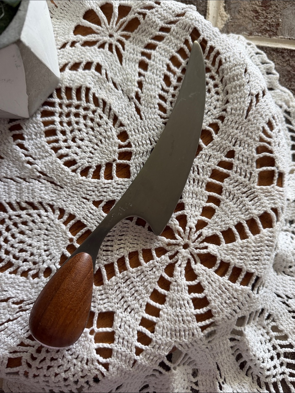 Vintage Dansk Wood-Handled Cheese Knife - Brown and Silver